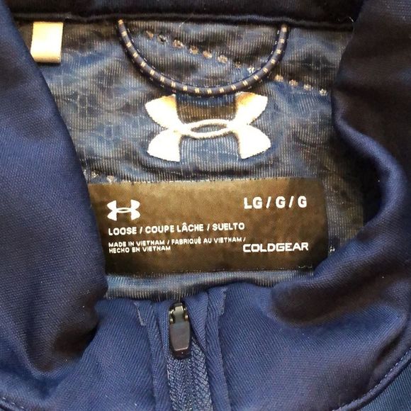 UNDER ARMOUR Quarter Zipper Blue Stripe Pullover Sz Large - Picture 3 of 11